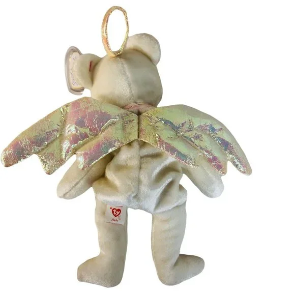 2 TY Beanie Babies Halo and Halo II Bear Angels Plush Bean Bag Stuffed Animal - Picture 3 of 7